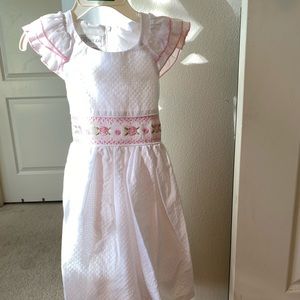 Bonnie Jean little girls white dress with pink and green